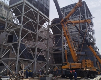 【一线传真】我集团承建的高义钢铁三大除尘部件吊装到位切合标准！